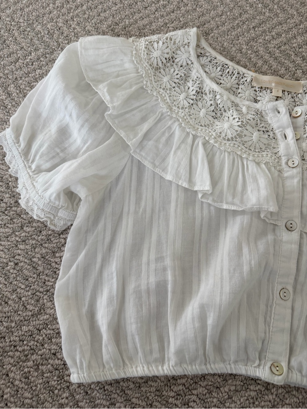 LoveShackFancy White Crochet Lace cropped blouse - Picture 2 of 5